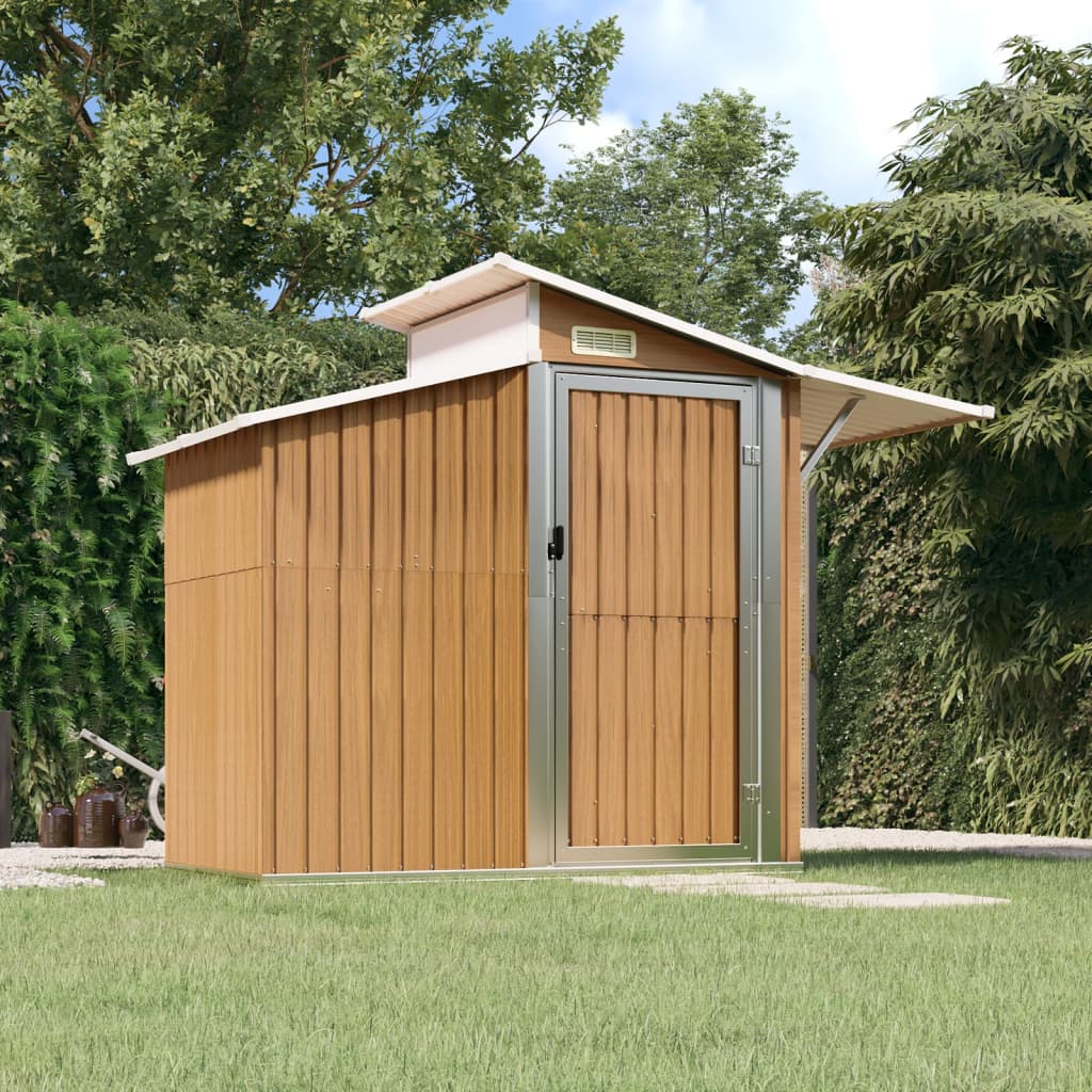 Abri de Jardin 2-en-1 en Acier Galvanisé avec Toit Lumineux - 2,70m x 1,30m x 2,08m