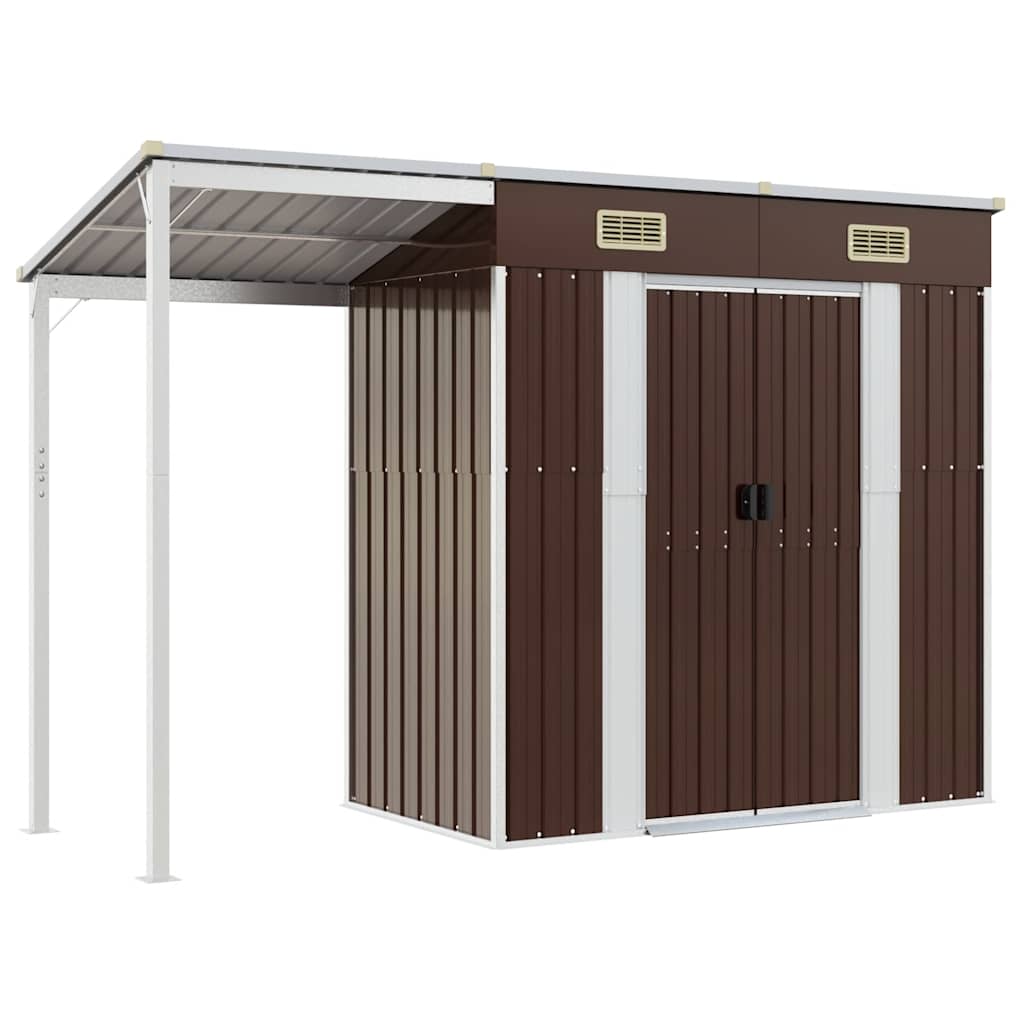 Abri de Jardin 2-en-1 avec Bûcher en Acier Galvanisé - 2,77m x 1,07m x 1,81m