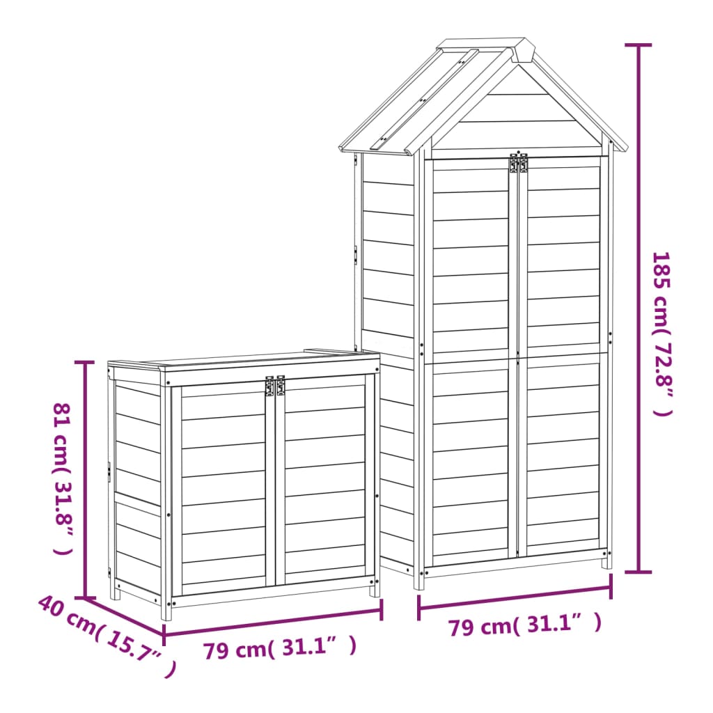 Abris à Outils modulaire en Bois- 0.79m x 0.53m x 1.85m