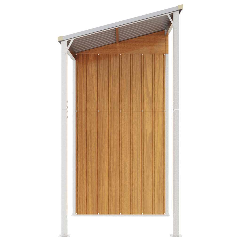 Abri de Jardin 2-en-1 avec Bûcher en Acier Galvanisé - 2,77m x 1,07m x 1,81m