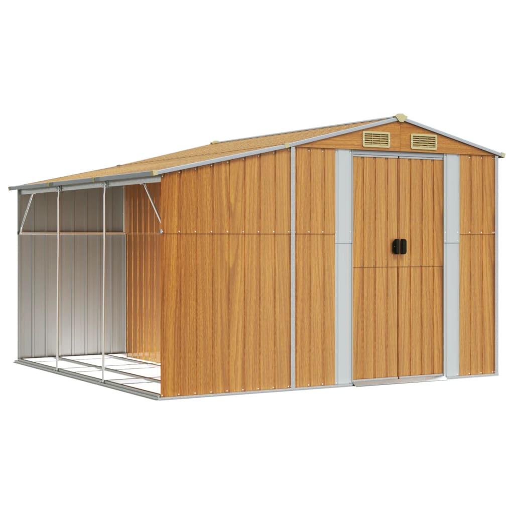 Abri de Jardin 2-en-1 avec Bûcher en Acier Galvanisé