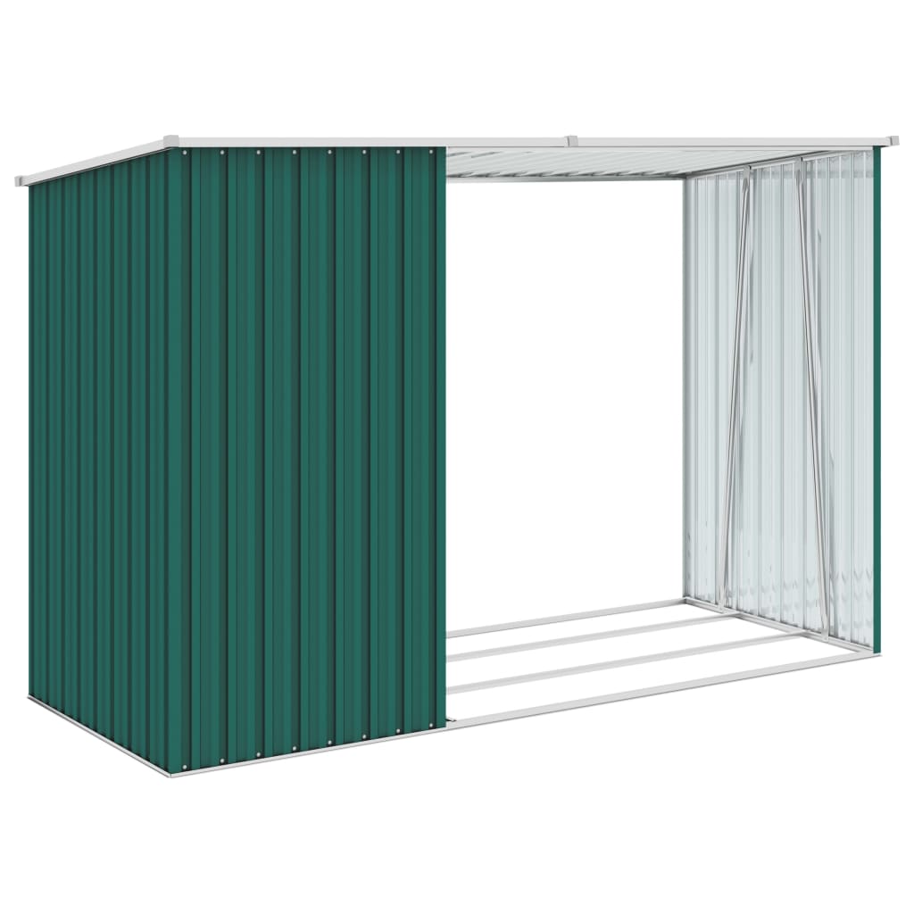 Abri de Jardin 2-en-1 avec Bûcher en Acier Galvanisé - 2,45m x 0,98m x 1,59m