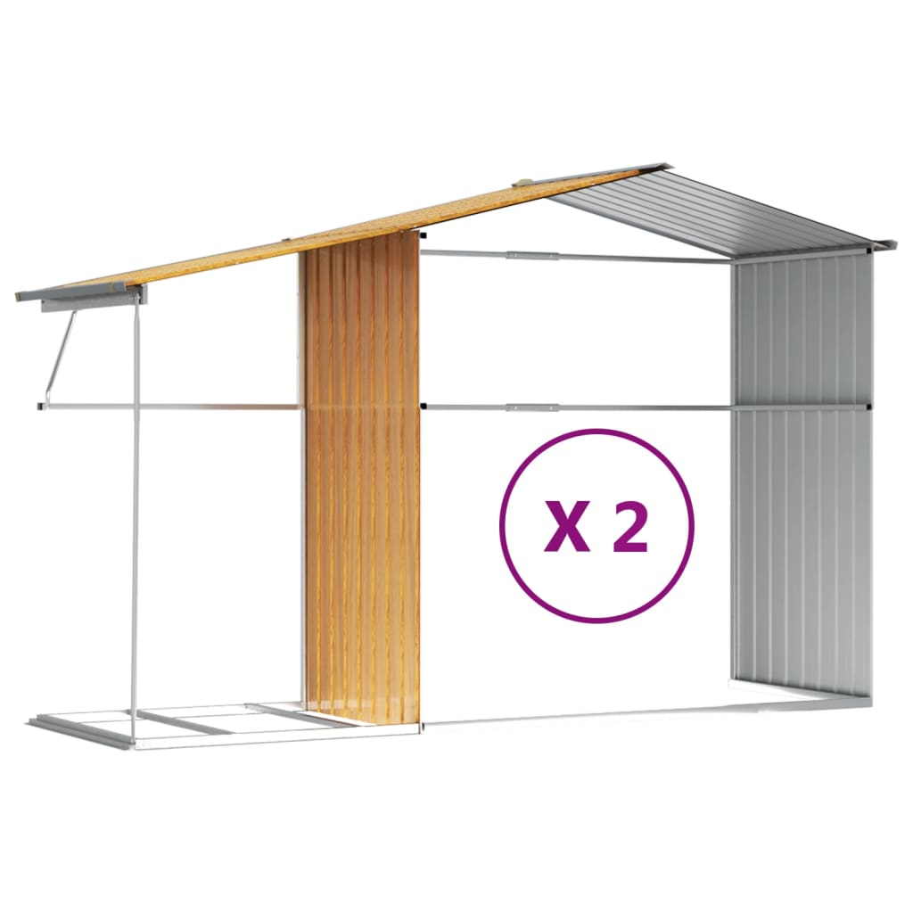 Abri de Jardin 2-en-1 avec Bûcher en Acier Galvanisé