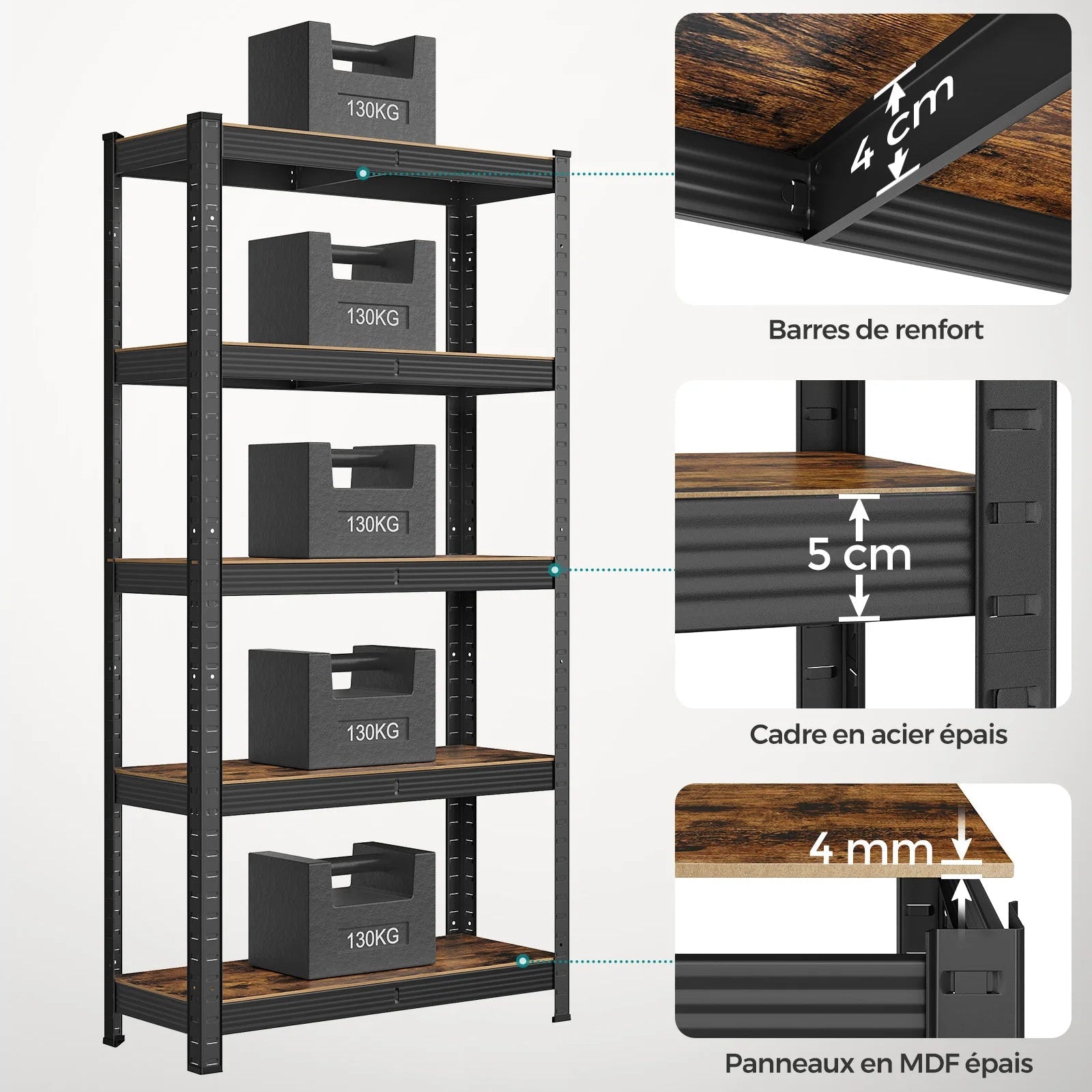 Étagère de Rangement en Acier (650 kg)