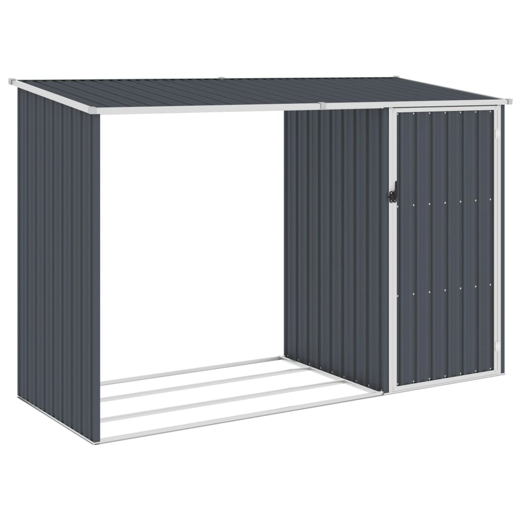 Abri de Jardin 2-en-1 avec Bûcher en Acier Galvanisé - 2,45m x 0,98m x 1,59m
