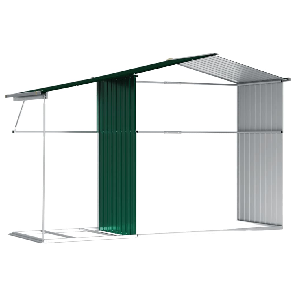 Abri de Jardin 2-en-1 avec Bûcher en Acier Galvanisé