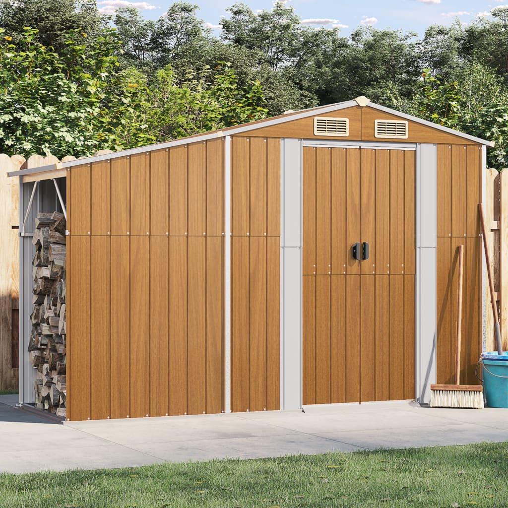 Abri de Jardin 2-en-1 avec Bûcher en Acier Galvanisé