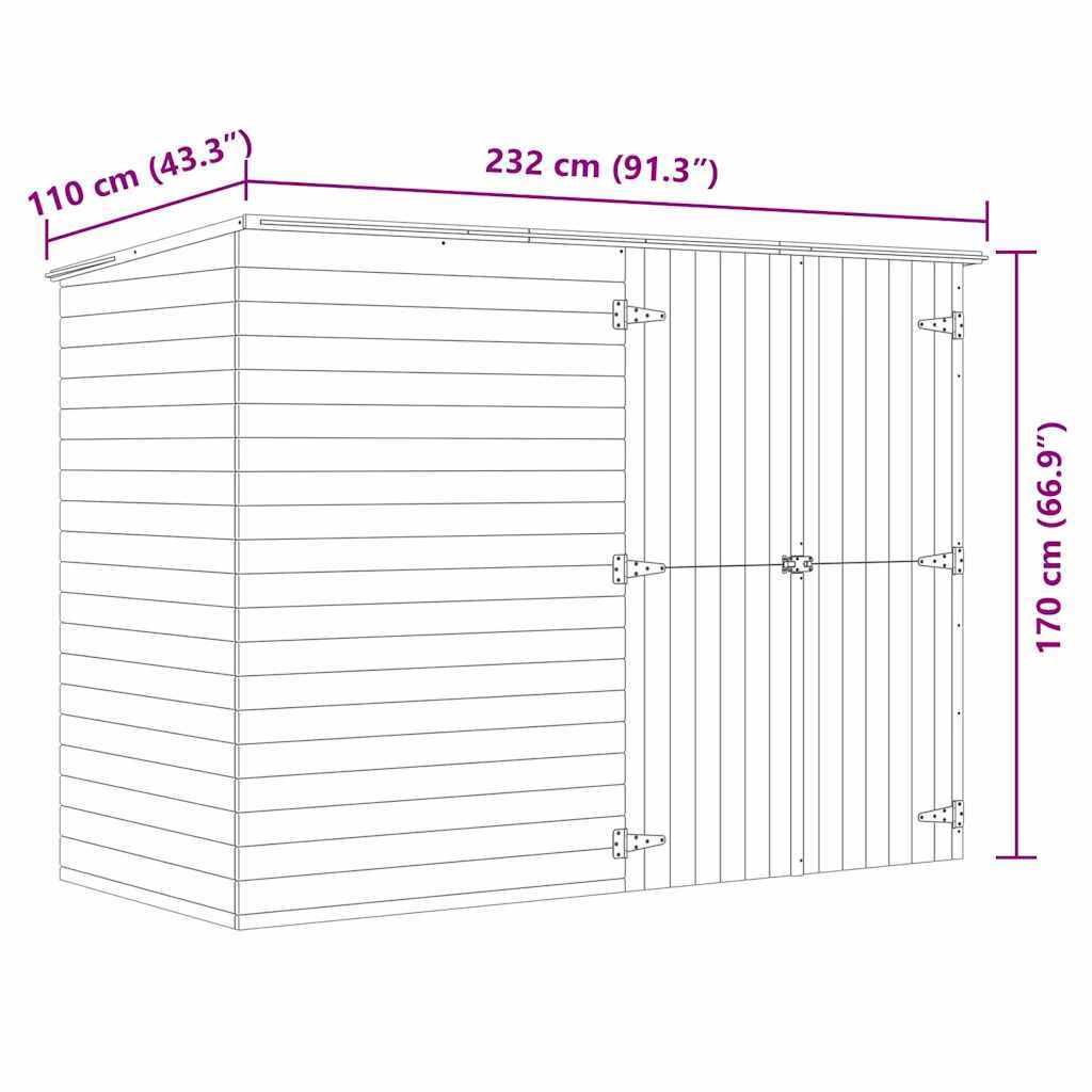 Abri à Vélos en Bois - 2.32m x 1.10m x 1.70m