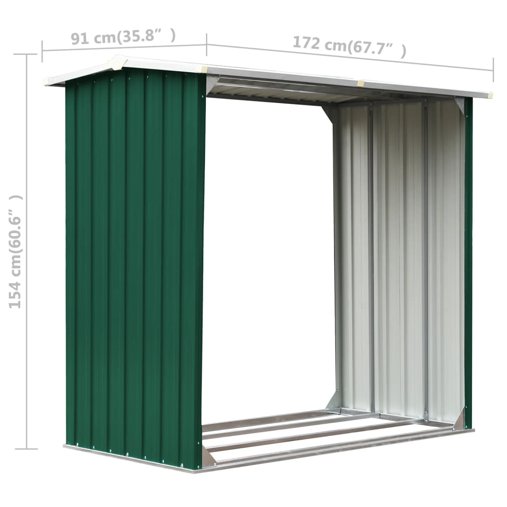 Abri à Bûches en Acier Galvanisé - 1,72m x 0,91m x 1,54m