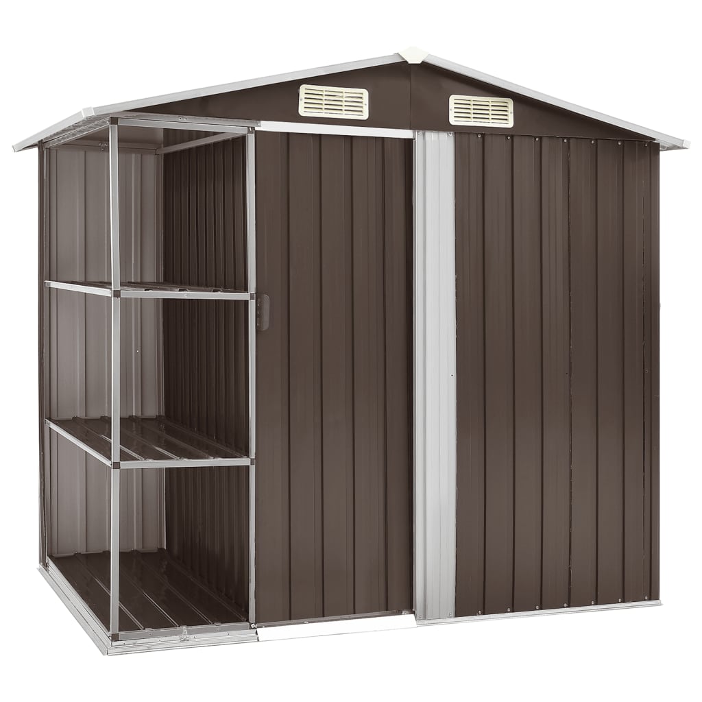 Abri de Jardin avec Étagères en Acier Galvanisé - 2,05m x 1,30m x 1,83m