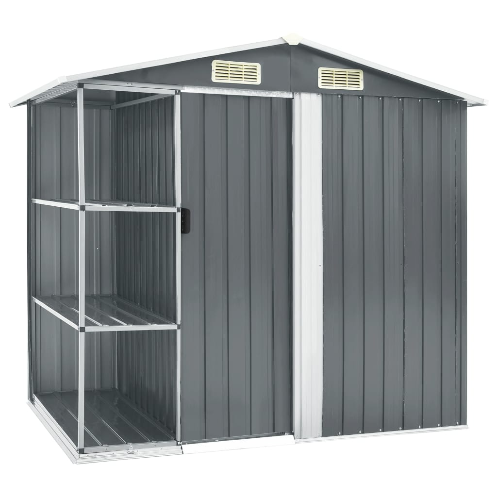 Abri de Jardin avec Étagères en Acier Galvanisé - 2,05m x 1,30m x 1,83m