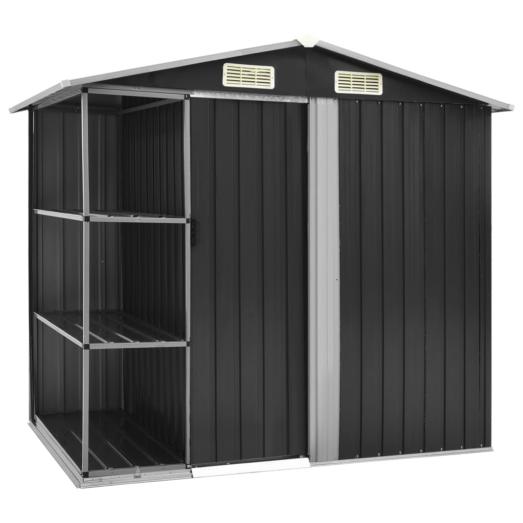 Abri de Jardin avec Étagères en Acier Galvanisé - 2,05m x 1,30m x 1,83m
