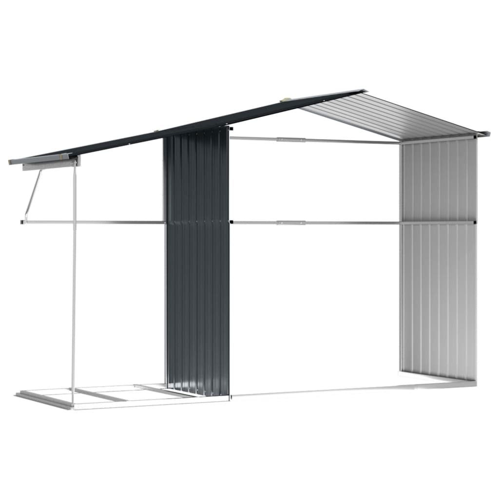 Abri de Jardin 2-en-1 avec Bûcher en Acier Galvanisé