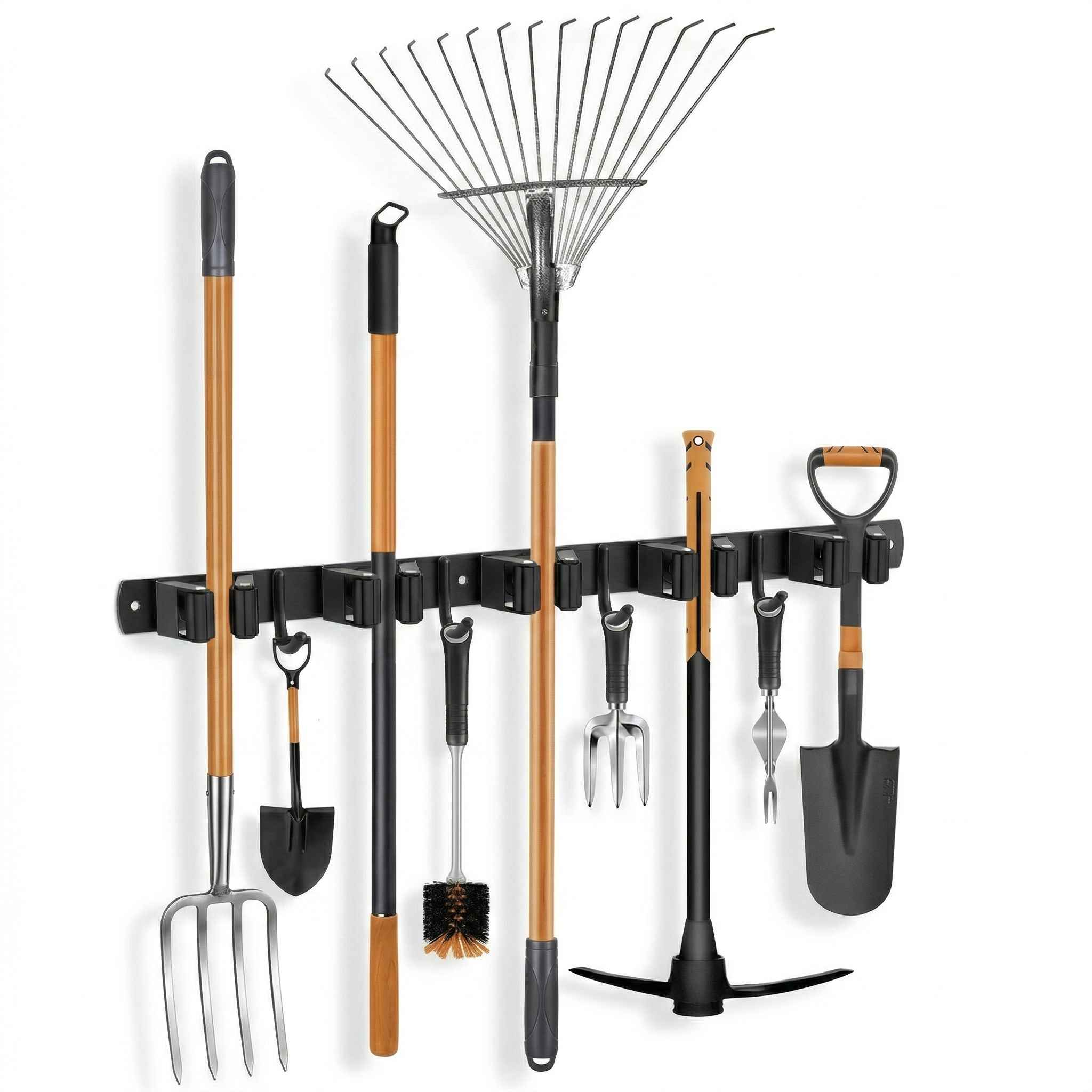 Organisateur d'Outils et Balais (5 Emplacements + 4 Crochets)
