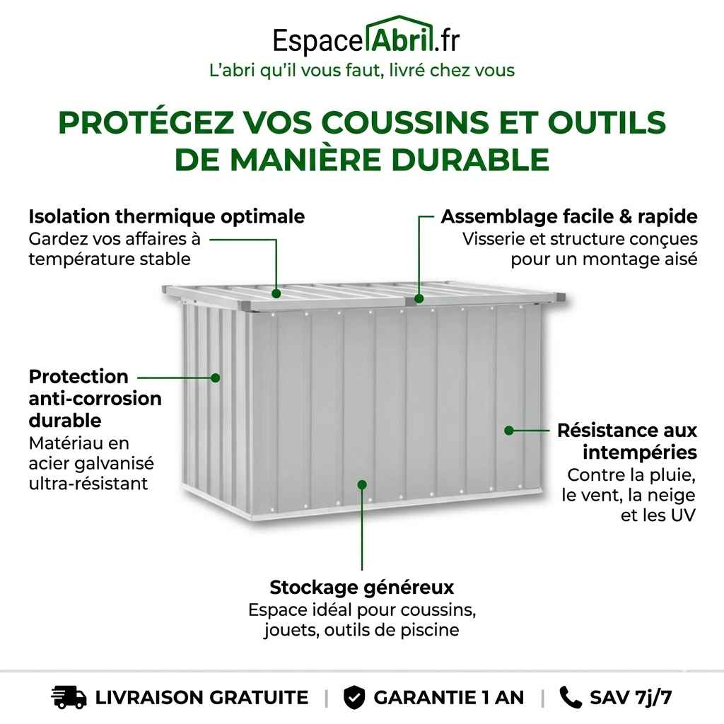 Coffre de Jardin en Acier Galvanisé - 1.09m / 1.29m / 1.71m