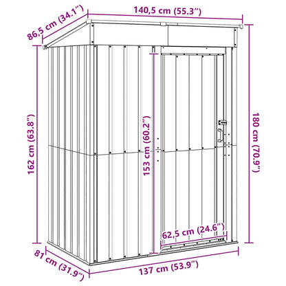 Abri de Jardin Design en Métal - 1,37m x 0,81m x 1,80m