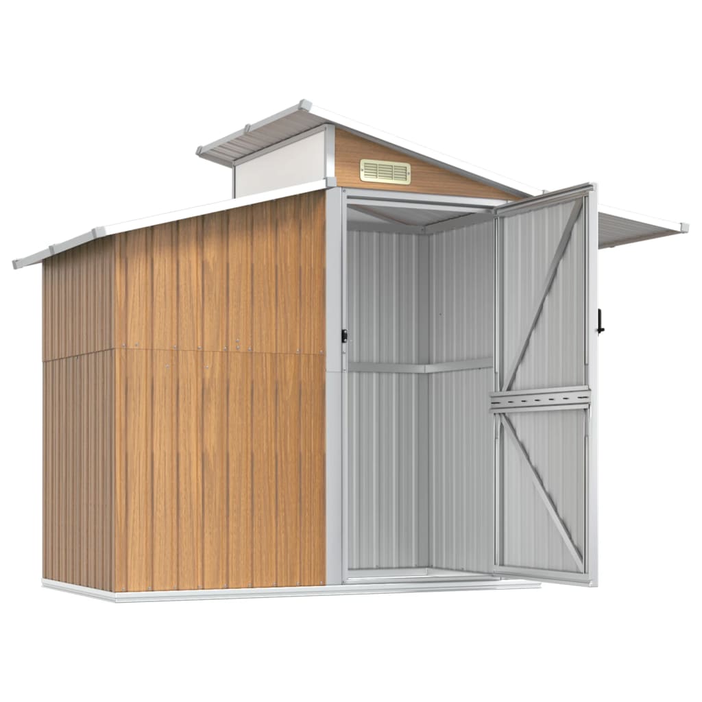 Abri de Jardin 2-en-1 en Acier Galvanisé avec Toit Lumineux - 2,70m x 1,30m x 2,08m