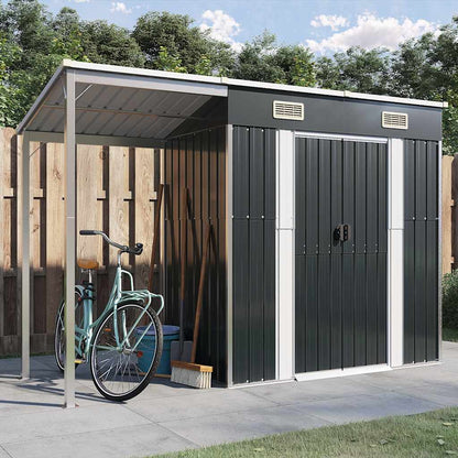 Abri de Jardin 2-en-1 avec Bûcher en Acier Galvanisé - 2,77m x 1,07m x 1,81m