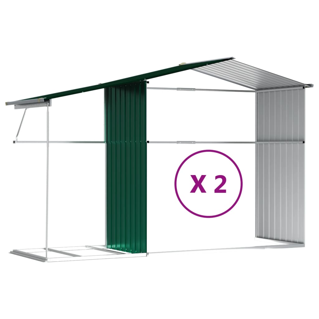 Abri de Jardin 2-en-1 avec Bûcher en Acier Galvanisé