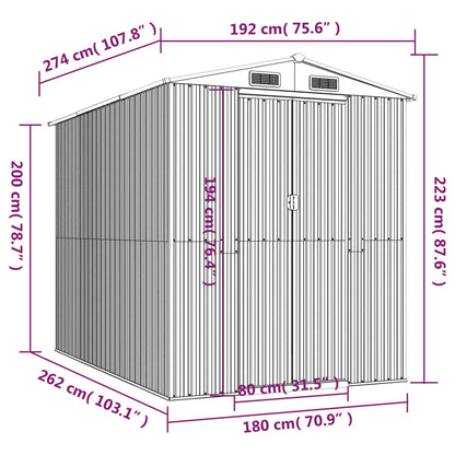 Abri de Jardin XXL modulable 10.21m/1.92m  en Acier Galvanisé