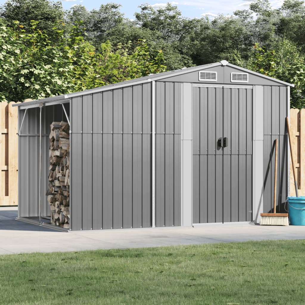 Abri de Jardin 2-en-1 avec Bûcher en Acier Galvanisé