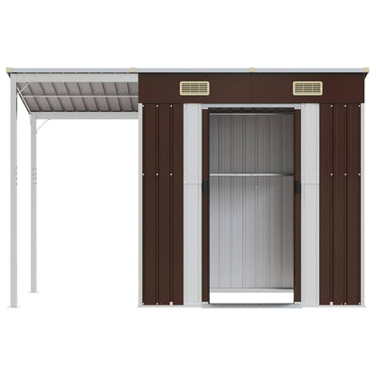 Abri de Jardin 2-en-1 avec Bûcher en Acier Galvanisé - 2,77m x 1,07m x 1,81m