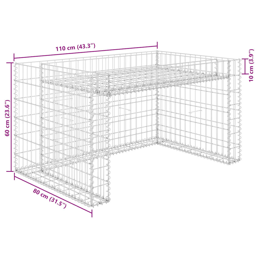 Abri Robot Tondeuse en Gabion - Garage à tondeuse en Acier - 0.80m / 1.15m