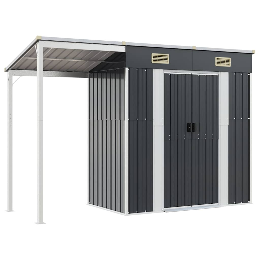 Abri de Jardin 2-en-1 avec Bûcher en Acier Galvanisé - 2,77m x 1,07m x 1,81m