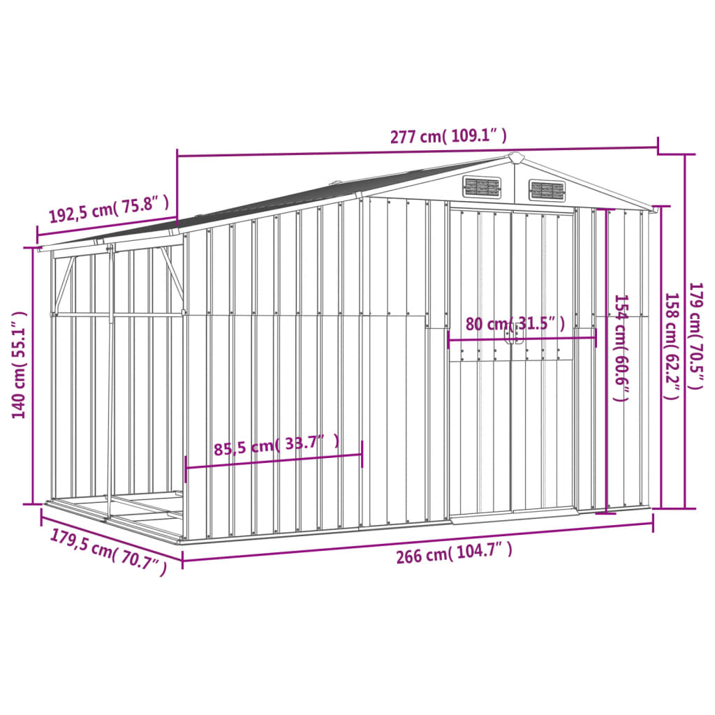 Abri de Jardin 2-en-1 avec Bûcher en Acier Galvanisé