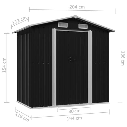 Abri de Jardin en Acier Galvanisé - 2,04m x 1,32m x 1,86m