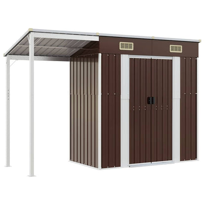 Abri de Jardin 2-en-1 avec Bûcher en Acier Galvanisé - 2,77m x 1,07m x 1,81m