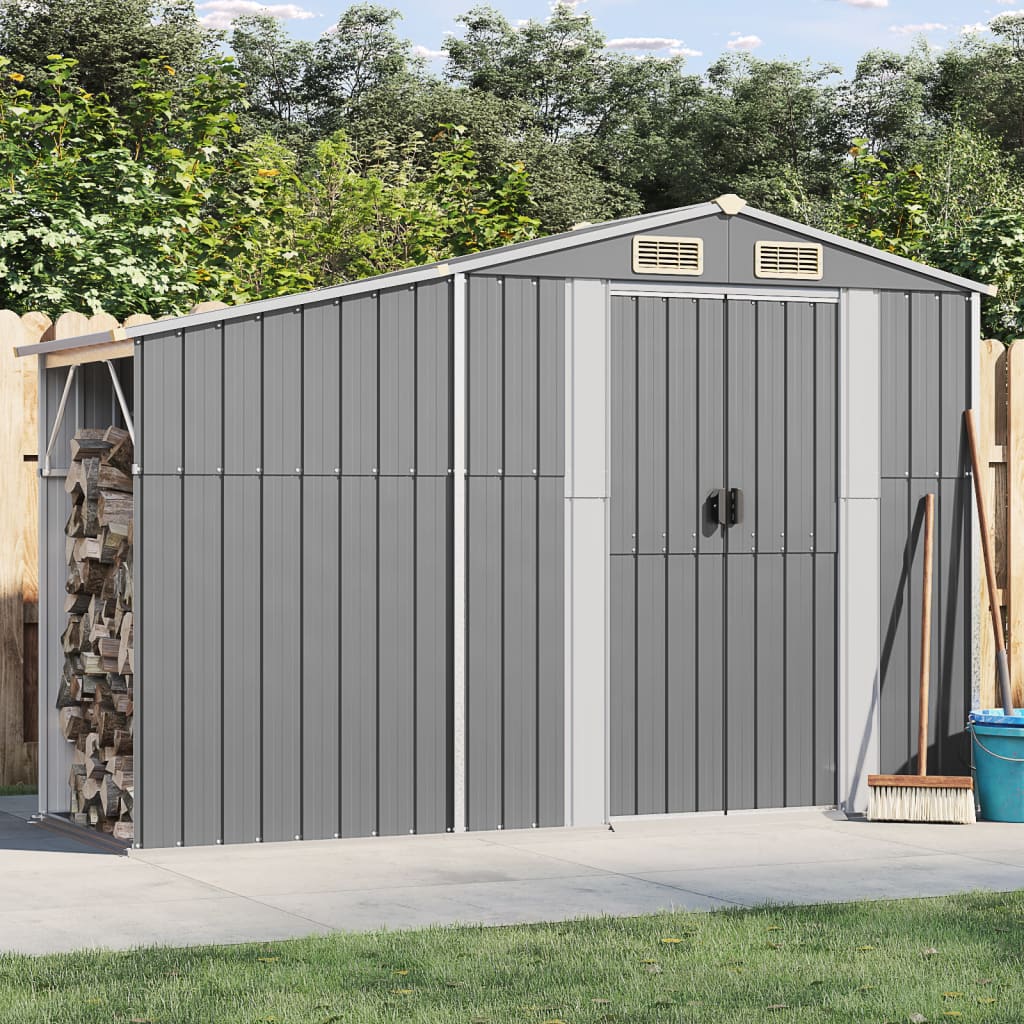 Abri de Jardin 2-en-1 avec Bûcher en Acier Galvanisé