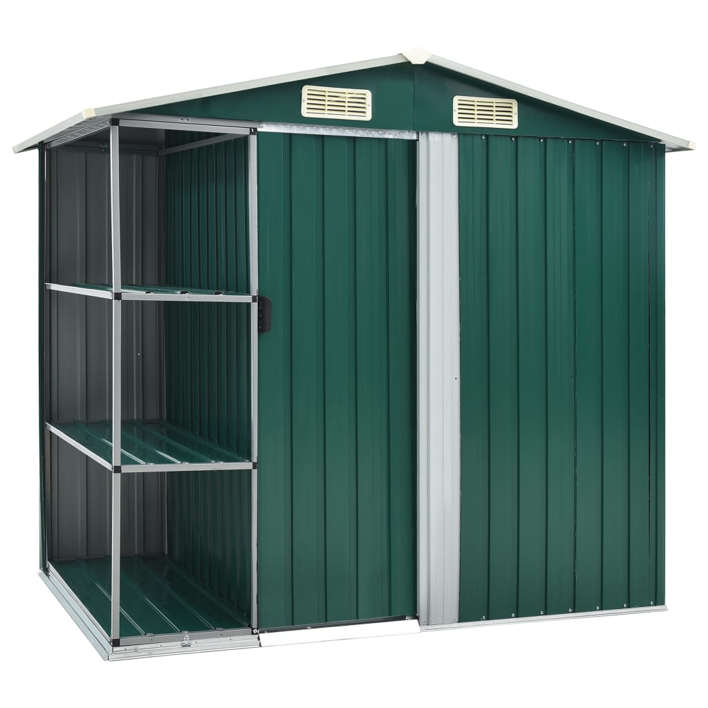 Abri de Jardin avec Étagères en Acier Galvanisé - 2,05m x 1,30m x 1,83m