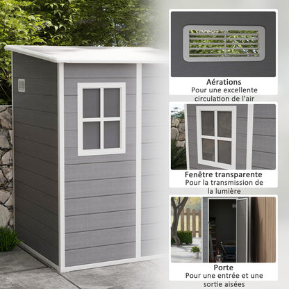 Abri de Jardin Compact en Résine Gris - 1,22m x 1,49m x 1,92m