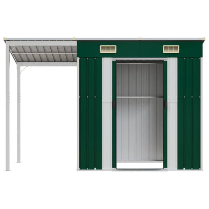 Abri de Jardin 2-en-1 avec Bûcher en Acier Galvanisé - 2,77m x 1,07m x 1,81m
