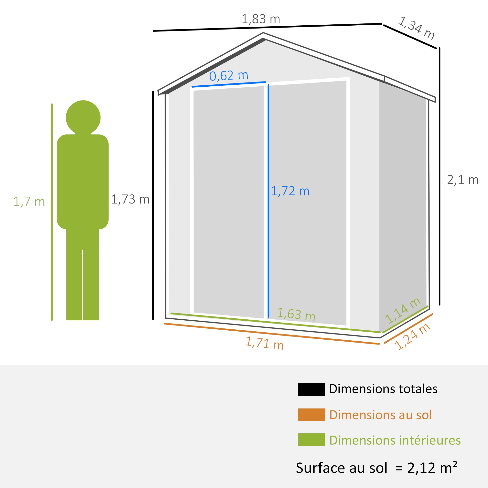 Abri de Jardin en Polypropylène - 1,83m x 1,34m x 2,10m