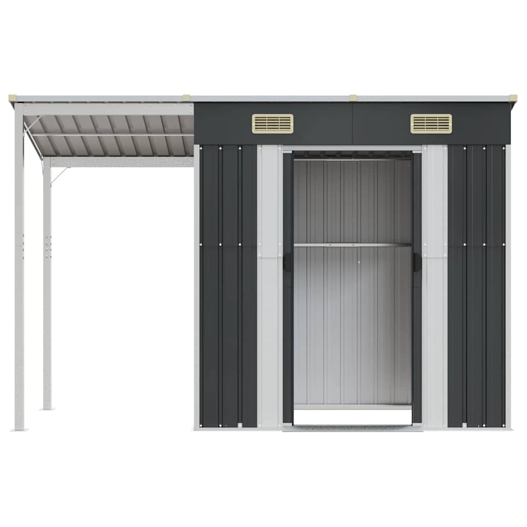 Abri de Jardin 2-en-1 avec Bûcher en Acier Galvanisé - 2,77m x 1,07m x 1,81m