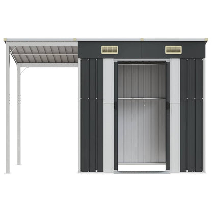 Abri de Jardin 2-en-1 avec Bûcher en Acier Galvanisé - 2,77m x 1,07m x 1,81m