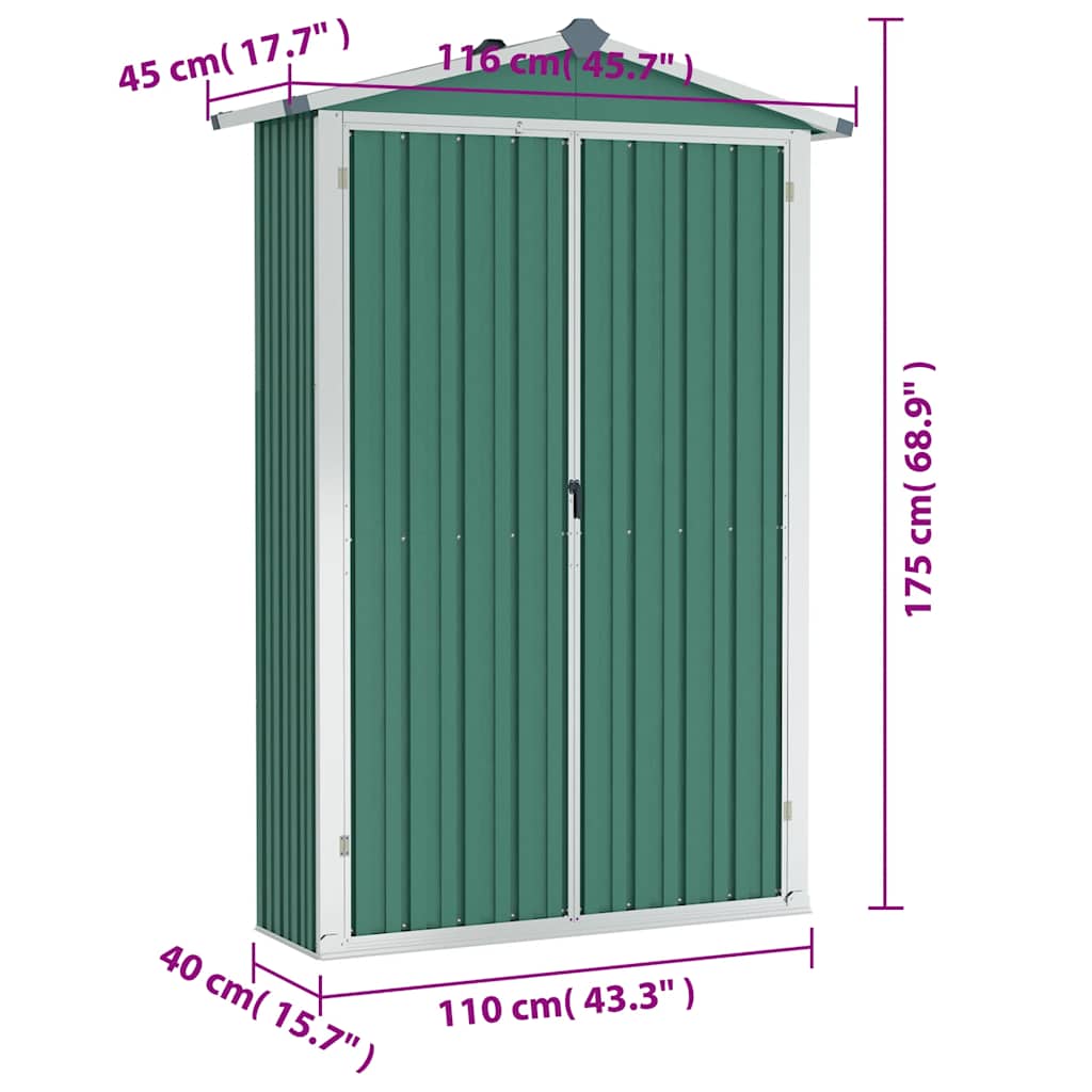 Armoire de Jardin Murale en Acier - 1,16m x 0,45m x 1,75m