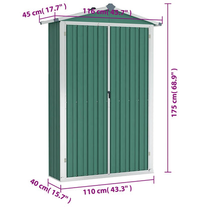 Armoire de Jardin Murale en Acier - 1,16m x 0,45m x 1,75m