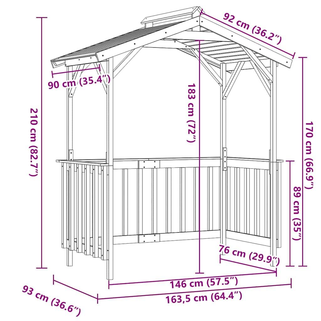 Abri à Barbecue en Bois - 1.63m x 0.93m x 2.10m