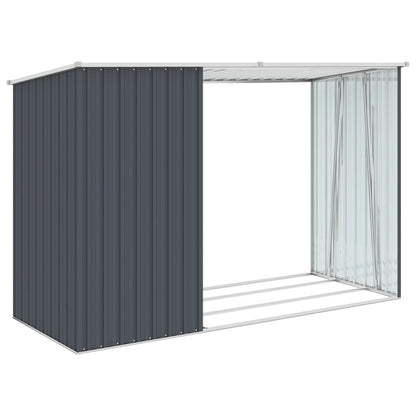 Abri de Jardin 2-en-1 avec Bûcher en Acier Galvanisé - 2,45m x 0,98m x 1,59m