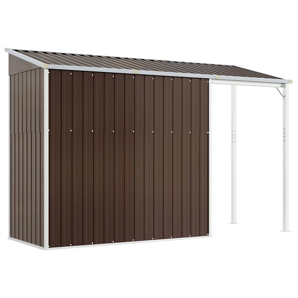 Abri de Jardin 2-en-1 avec Bûcher en Acier Galvanisé - 2,77m x 1,07m x 1,81m