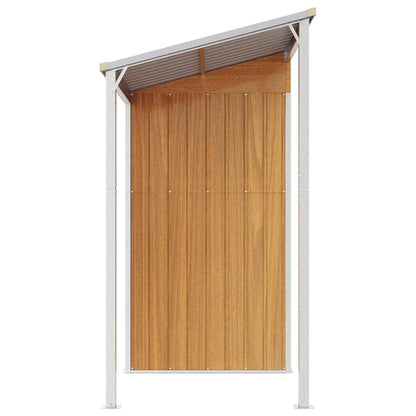 Abri de Jardin 2-en-1 avec Bûcher en Acier Galvanisé - 2,77m x 1,07m x 1,81m