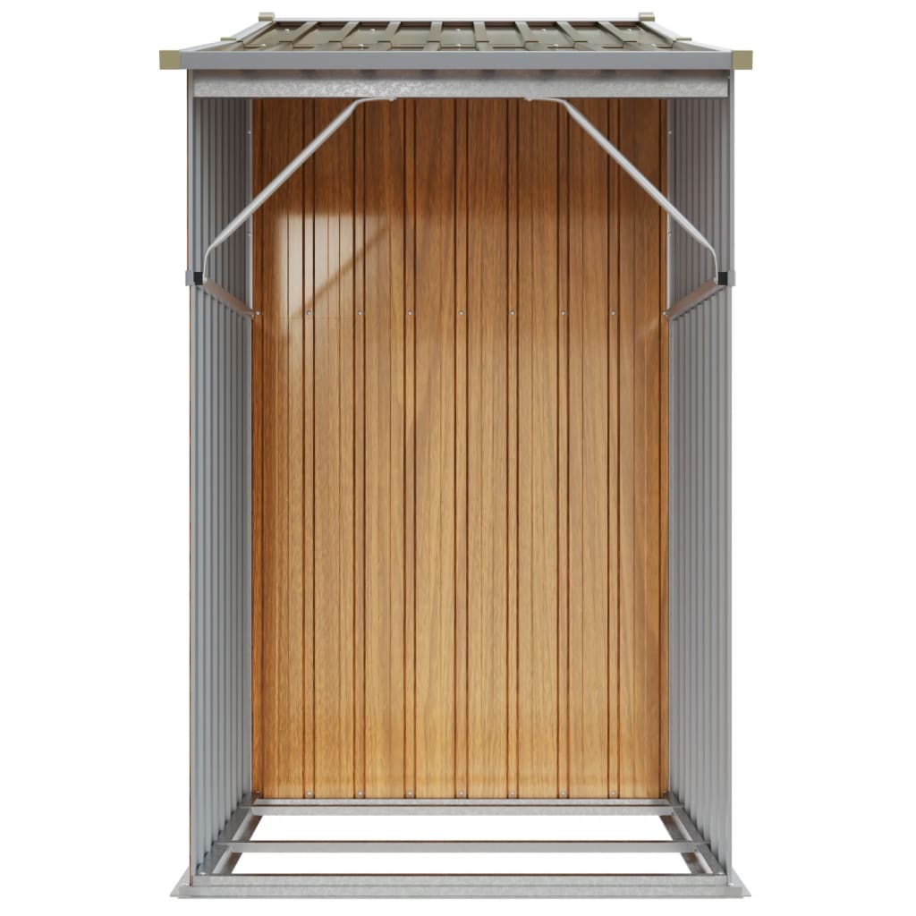 Abri de Jardin 2-en-1 avec Bûcher en Acier Galvanisé