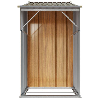 Abri de Jardin 2-en-1 avec Bûcher en Acier Galvanisé