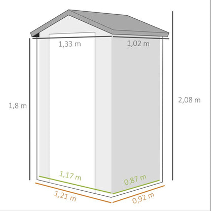 Abri de Jardin en Résine Gris - 1,33m x 1,02m x 2,08m