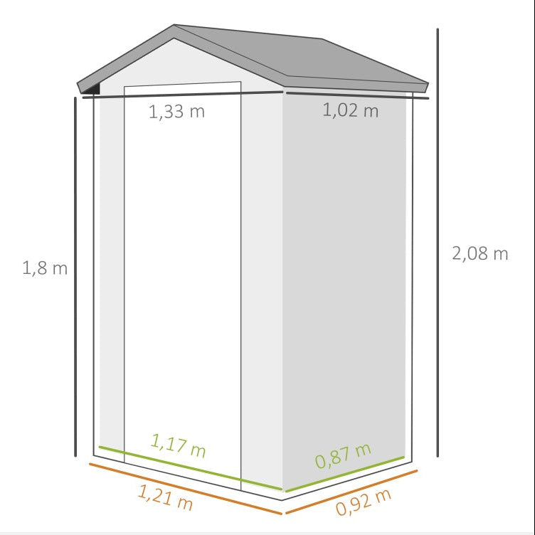 Abri de Jardin en Résine Gris - 1,33m x 1,02m x 2,08m