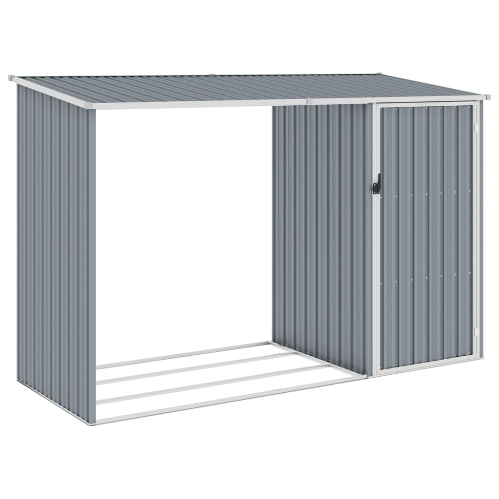 Abri de Jardin 2-en-1 avec Bûcher en Acier Galvanisé - 2,45m x 0,98m x 1,59m