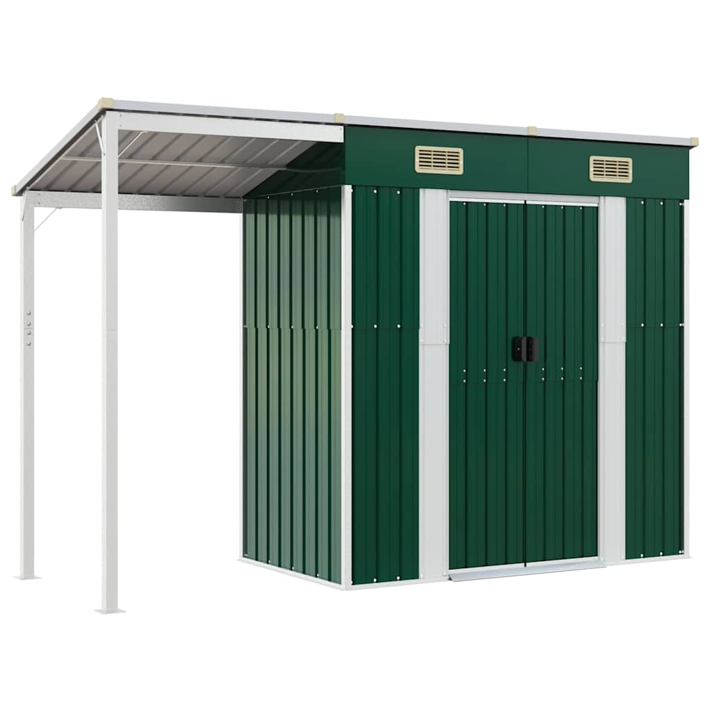 Abri de Jardin 2-en-1 avec Bûcher en Acier Galvanisé - 2,77m x 1,07m x 1,81m